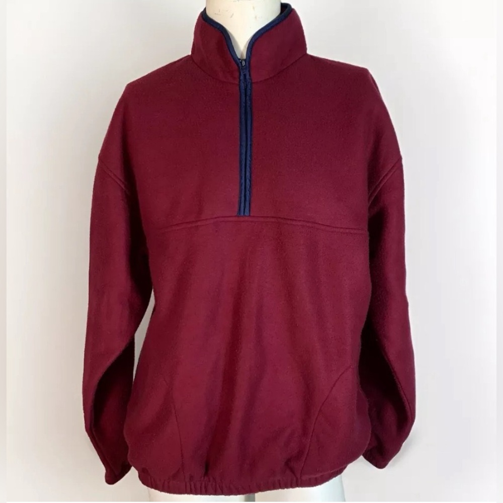 Vintage First Run mens fleece 1/4 zip pullover burgundy